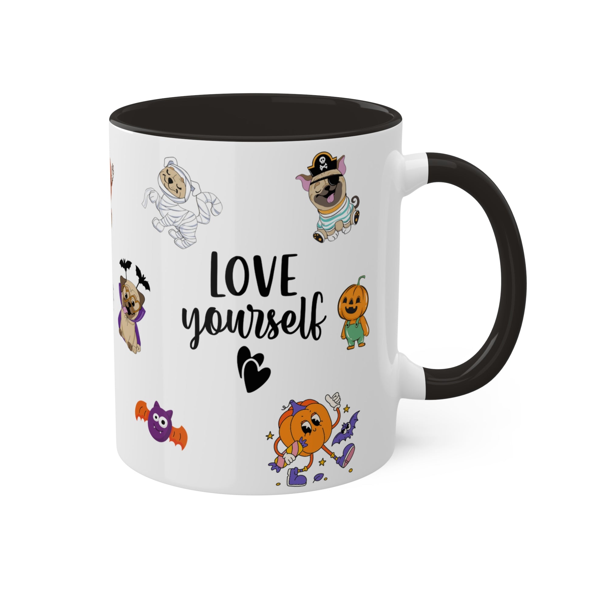 Love Yourself  - Halloween Affirmation Mug - 11oz Ceramic Coffee Cup with Positive Quotes & Cute Vibes