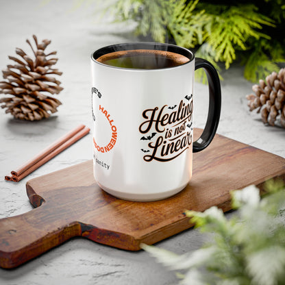 Healing is Not Linear - Personalized Halloween Mug for Trauma Survivors & Therapist Gifts