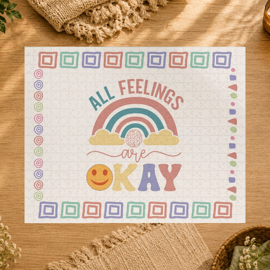 Shop our premium all feelings are ok mental health puzzle from MySisterIsASurvivor.