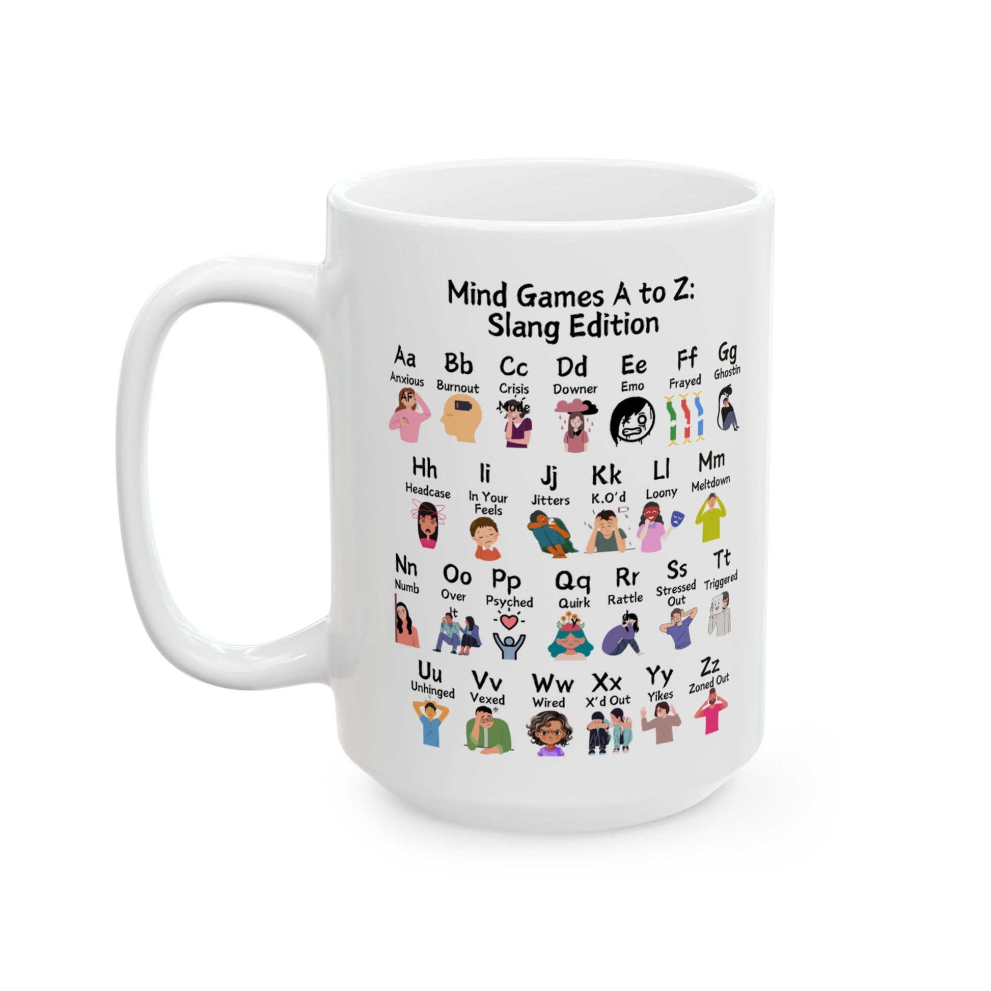Mind Games A to Z: Slang Edition Ceramic Mug, (11oz, 15oz)