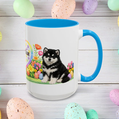 Shop our alaskan malamute black white puppy easter mug featuring the 15oz style option from MySisterIsASurvivor.