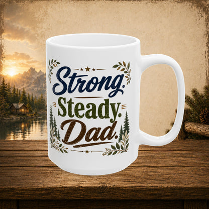 Strong. steady. dad. personalized mug, timeless Father’s Day gift for dependable dad