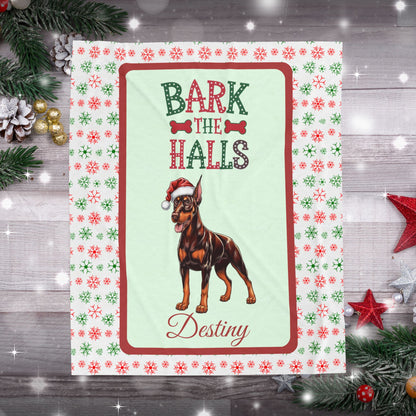 Doberman Pinscher (Red & Rust) Luxury Velveteen Blanket - festive holiday dog lover throw, cozy blanket