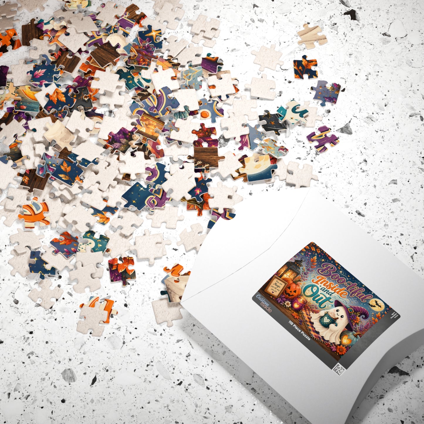 Boo-tiful Inside and Out Halloween Puzzle - Ghost with Heart Mug, Lantern, and You Are Magic Sign