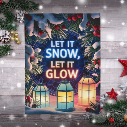Christmas blanket “Let It Snow, Let It Glow” festive holiday throw with cozy winter design
