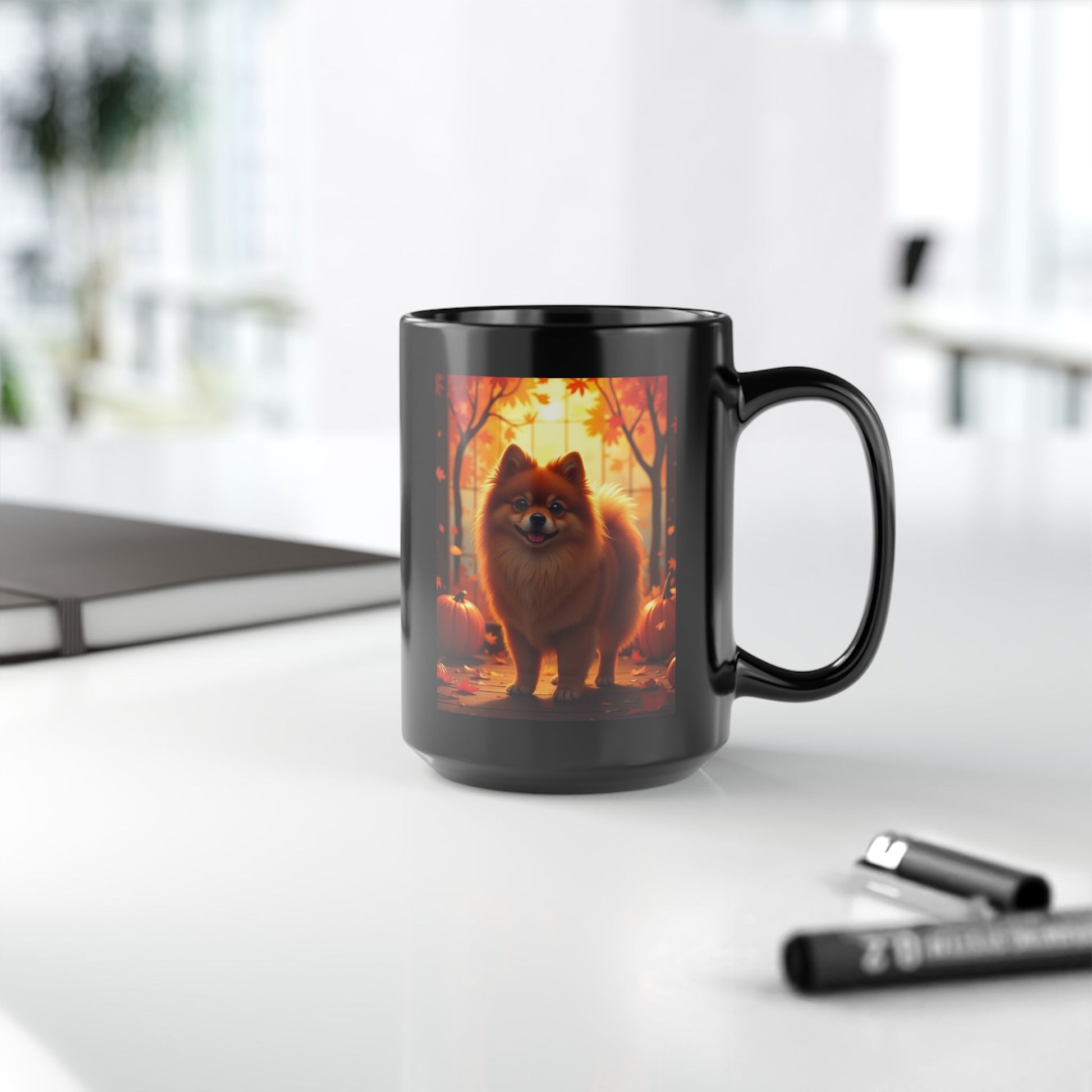 Pomeranian Red - Custom name autumn coffee mug, dog parent gift for Pomeranian owners