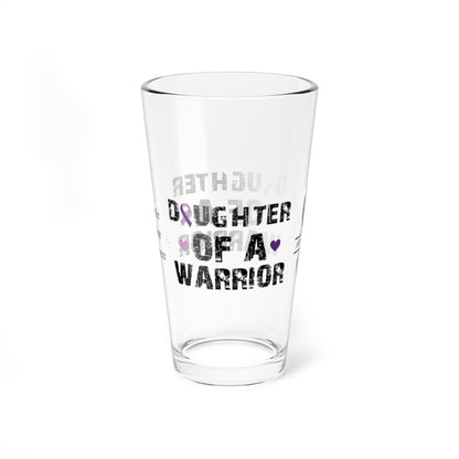 Daughter of a Warrior: Personalized Domestic Violence Awareness Warrior Pint Glass - Proud Family Member