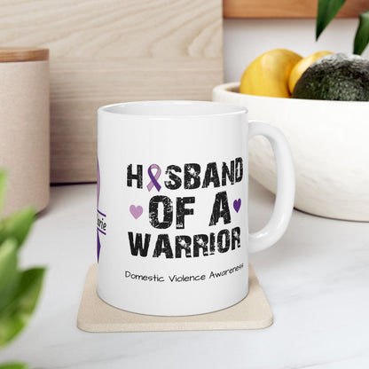Husband of a Warrior - Personalized Domestic Violence Awareness Gift, Empowerment and Resilience Ceramic Mug, Support for Survivors