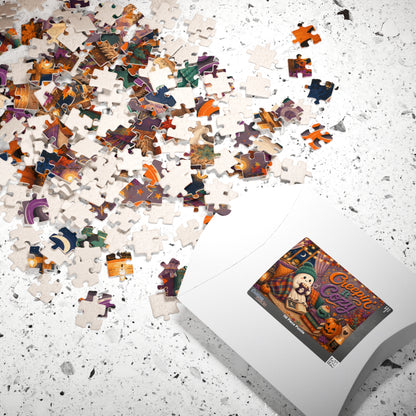Creepin It Cozy Halloween Puzzle - Ghost in Beanie Reading by Candlelight with Pumpkin Spice Books