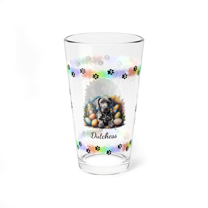 Weimaraner (Mouse Gray) Personalized Easter Puppy 16oz Pint Glass - Custom Dog Design, Mental Health Gift, Easter Décor, and Festive Celebrations