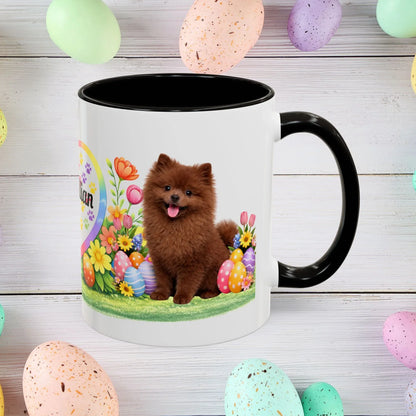 Shop our pomeranian chocolate puppy easter mug featuring the 11oz style option from MySisterIsASurvivor.