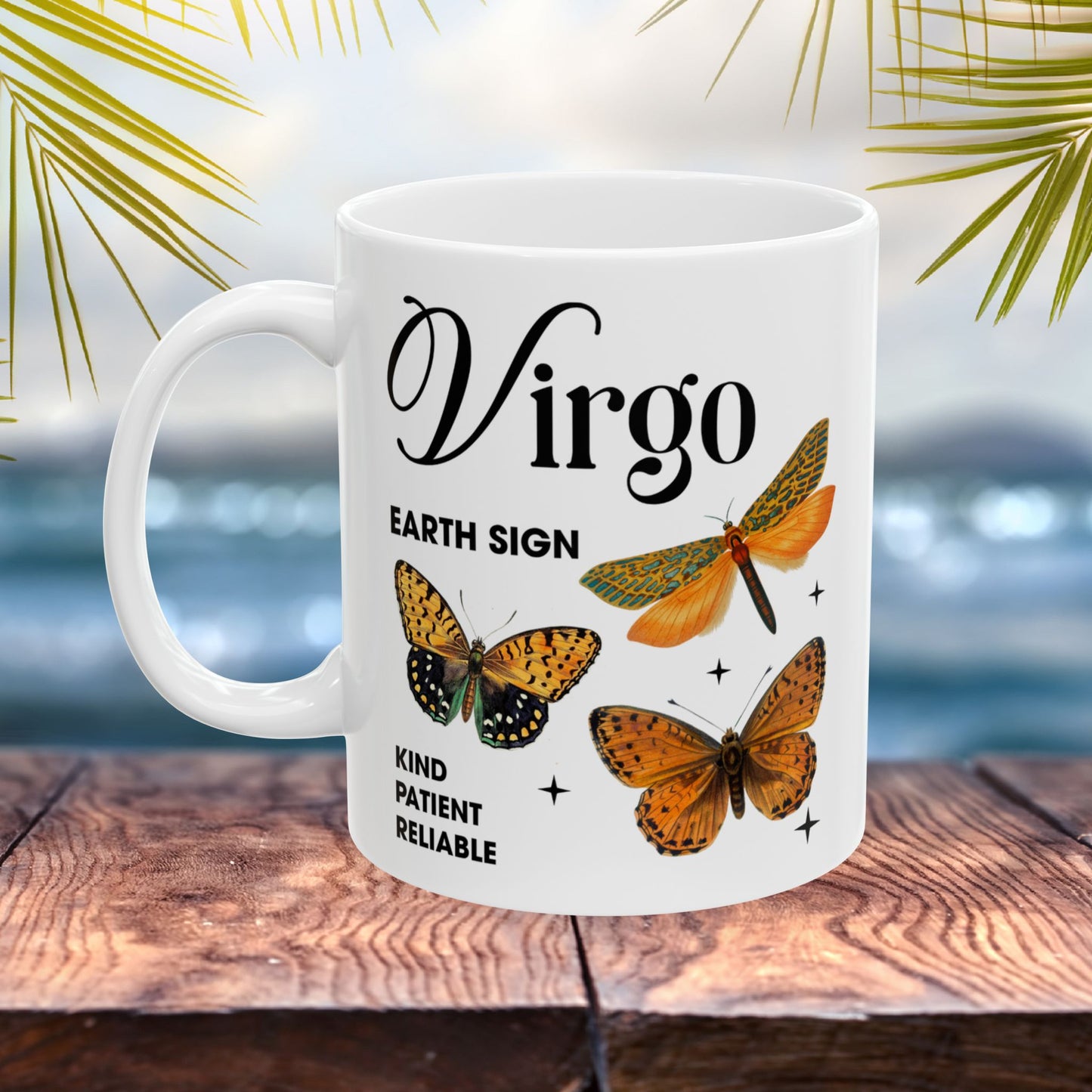 Virgo Personalized Zodiac Mug, Gift for Virgo, Horoscope Gift, Virgo Birthday, Butterfly Design, Astrology Virgo Mug, Virgo Zodiac Sign, Zodiac Gift