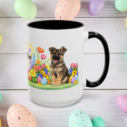 Shop our german shepherd sable puppy easter mug featuring the 15oz style option from MySisterIsASurvivor.