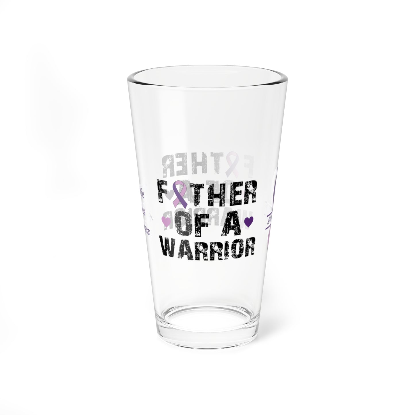 Father of a Warrior: Personalized Domestic Violence Awareness Warrior Pint Glass - Proud Family Member