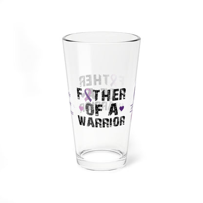 Father of a Warrior: Personalized Domestic Violence Awareness Warrior Pint Glass - Proud Family Member