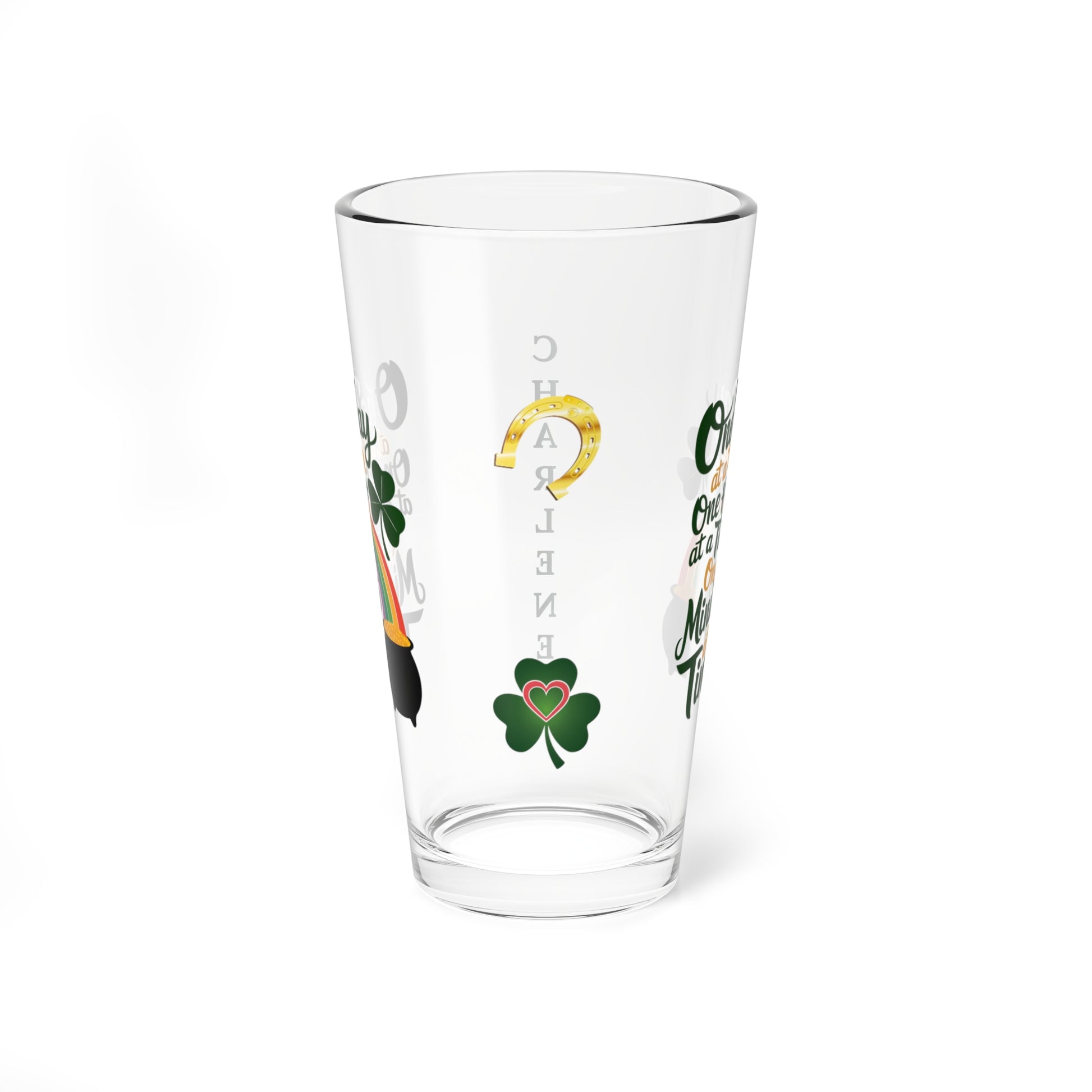 One Day At A Time One Hour At A Time One Minute At A Time: Personalized St. Patrick's Day Pint Glass - Customizable Name for Happiness and Positivity