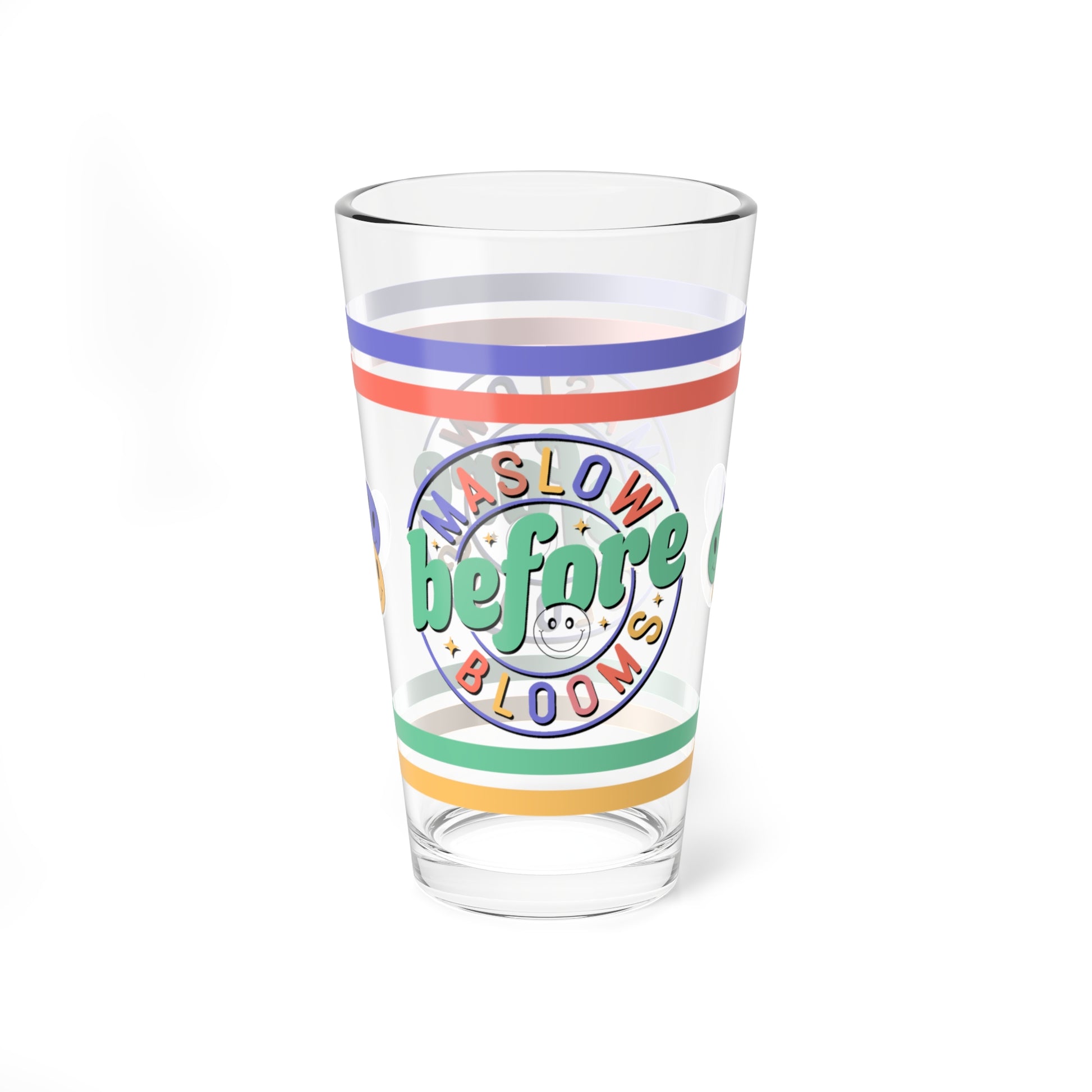Maslow Before Blooms Retro Pint Glass - 16oz Mental Health Drinkware, Clear Glass for Beverages