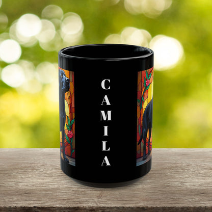 Labrador Retriever Black personalized mug, custom dog coffee cup gift for Lab lovers