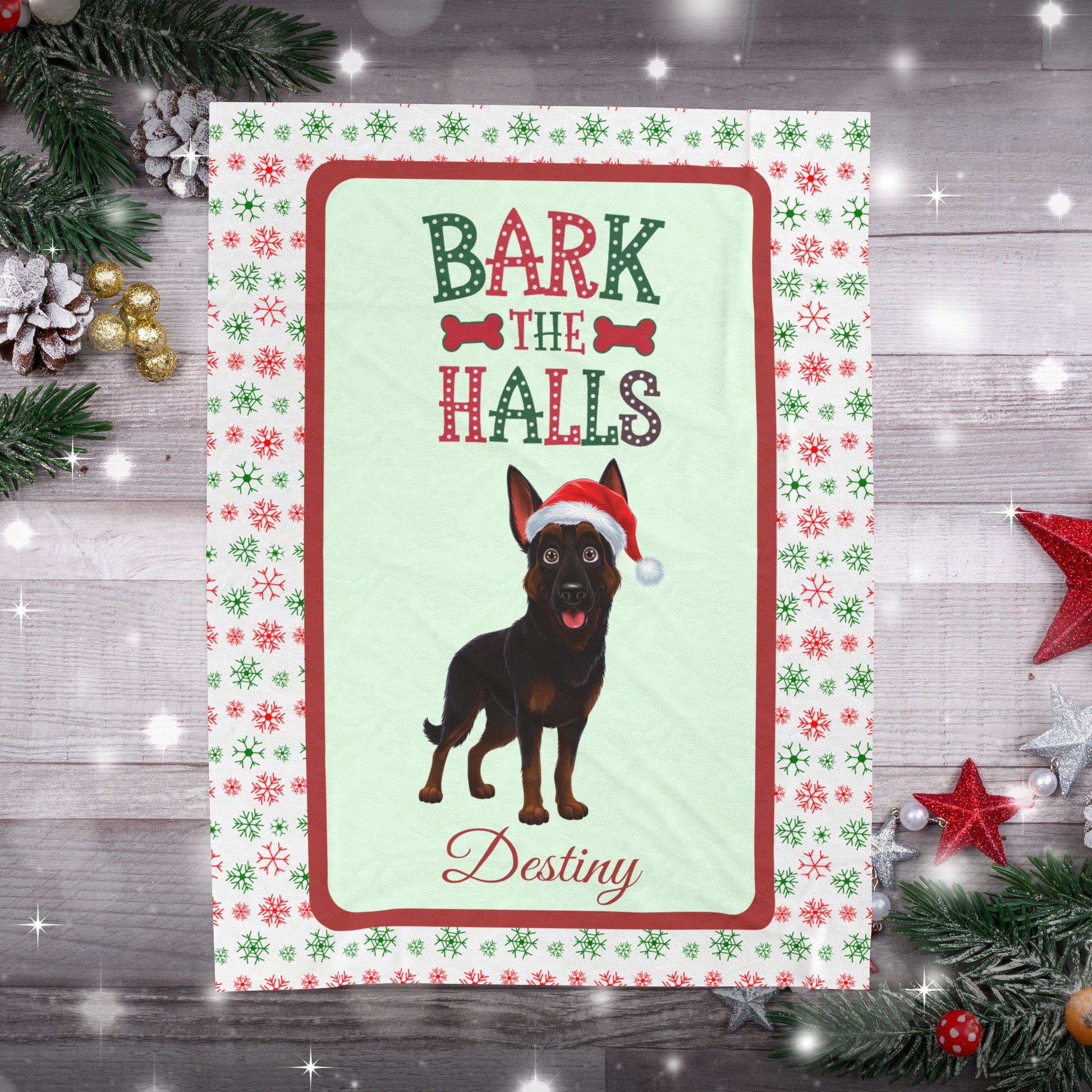 German Shepherd (Bi-Color) Velveteen Blanket - Cozy holiday dog throw, personalized gift for pet lovers