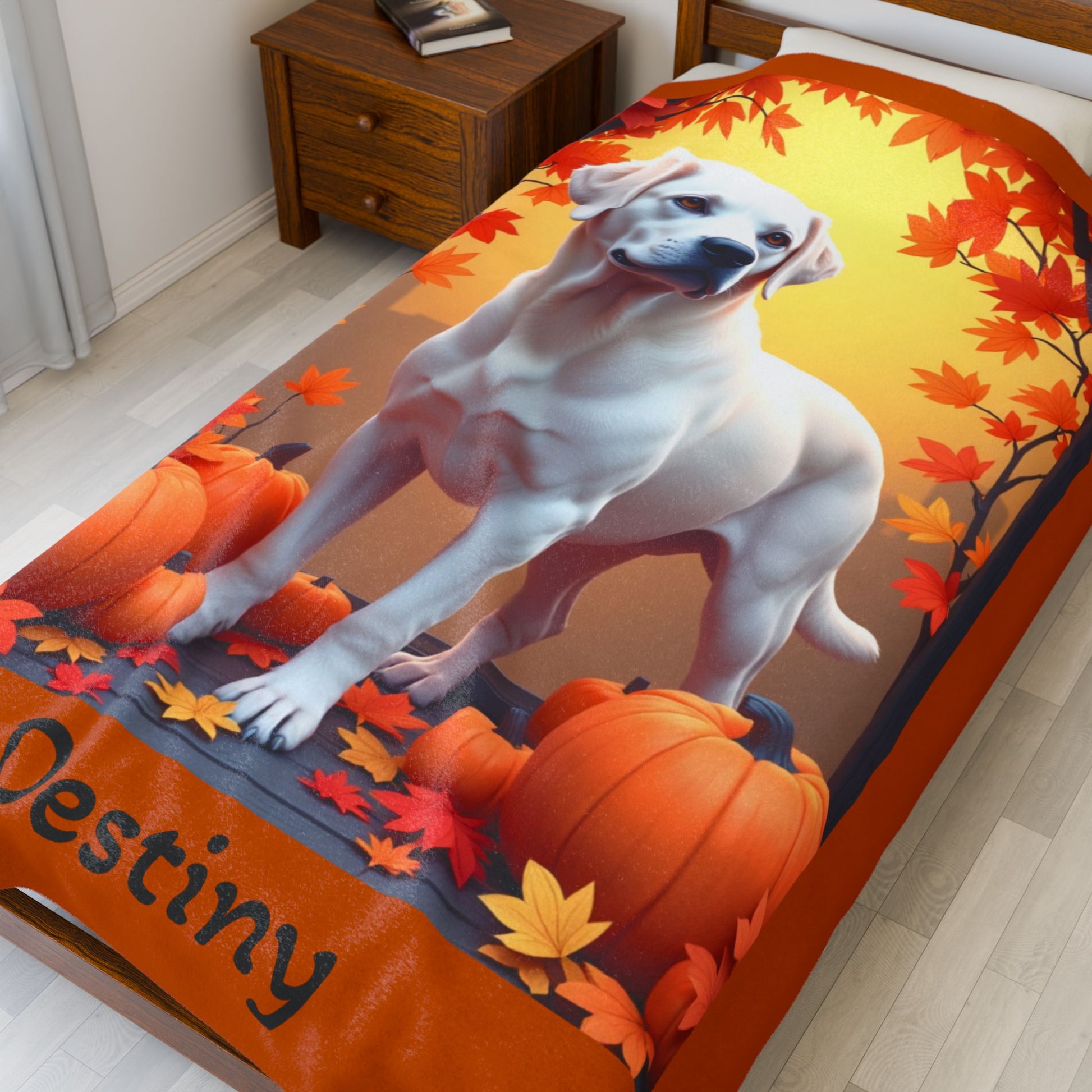 White Labrador Retriever velveteen plush blanket, personalized dog throw for white lab parents - MySisterIsASurvivor