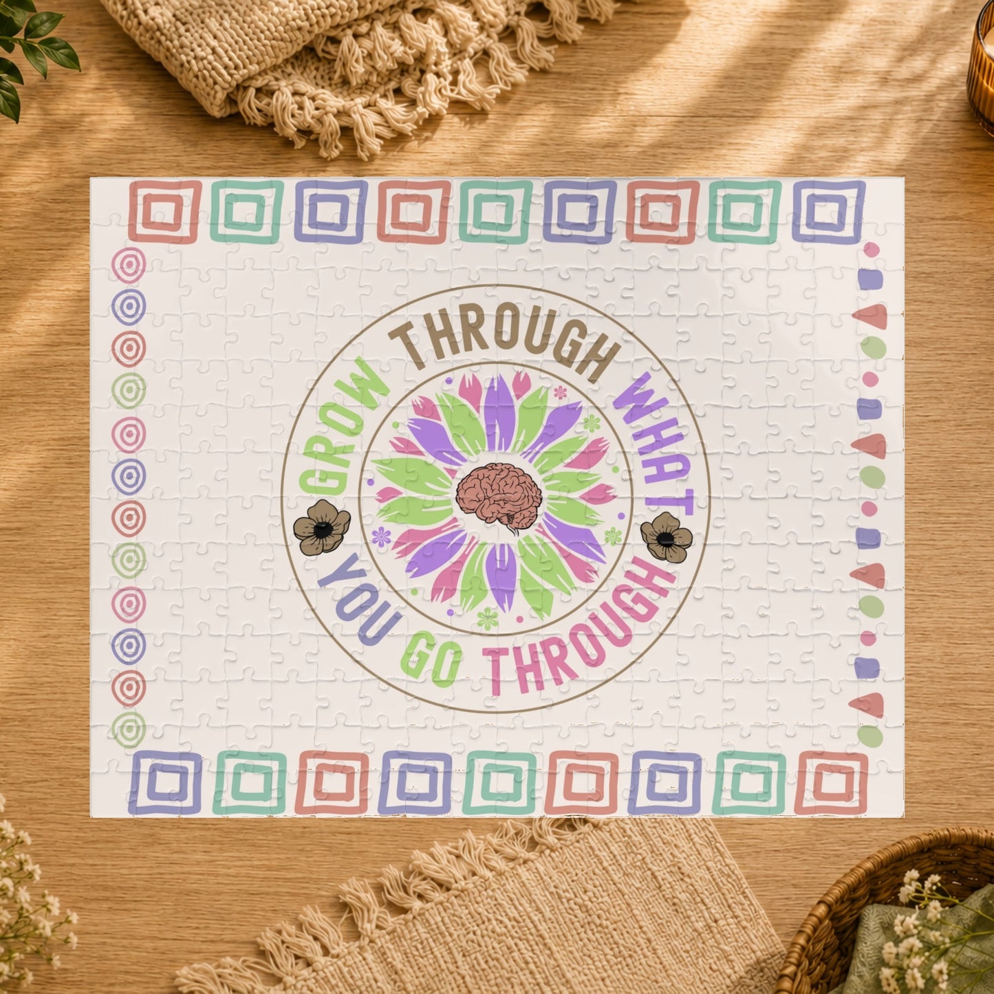 Grow Through What You Go Through - Affirmation Puzzle Gift for Survivors and Puzzle Lovers