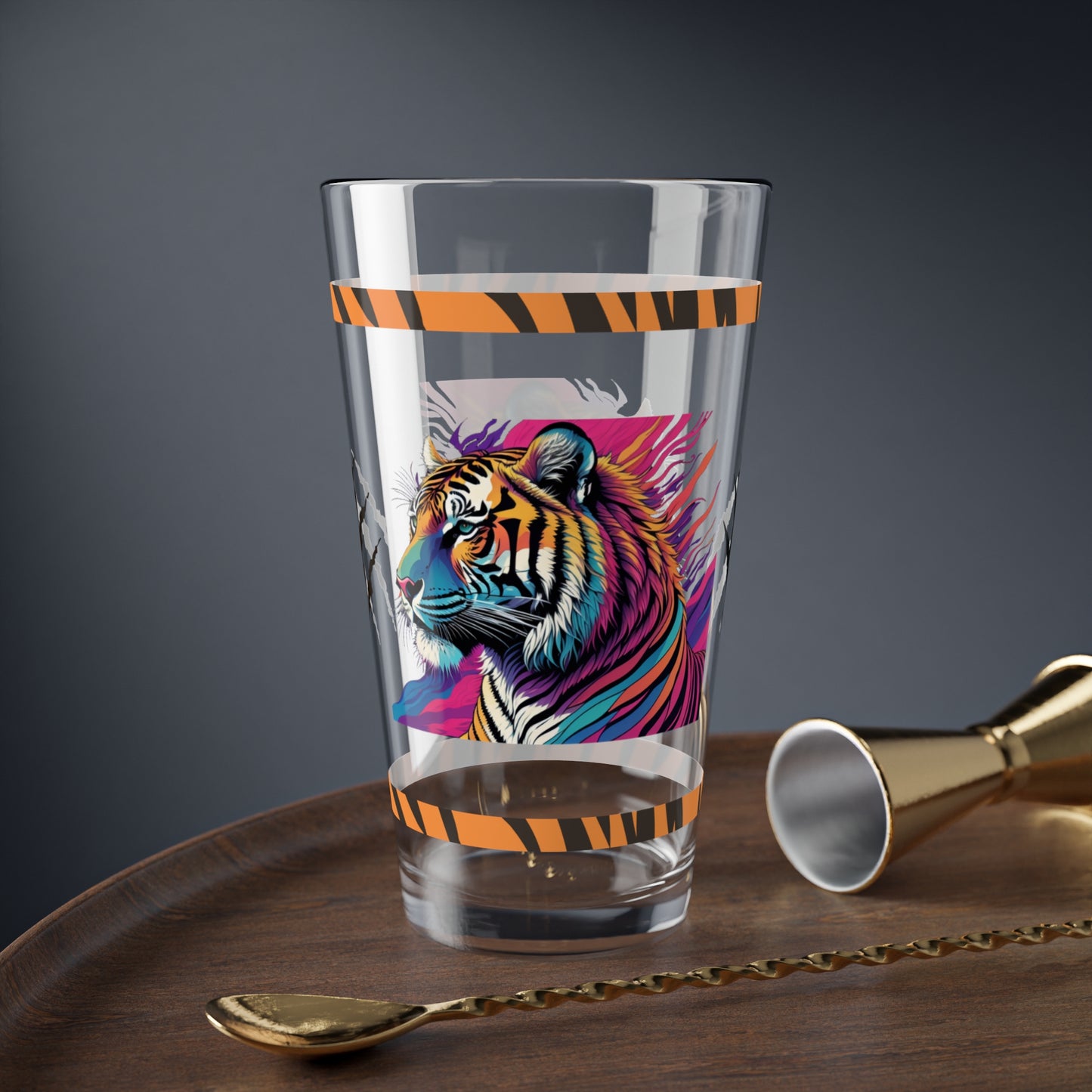 Majestic Mindfulness 16oz Tiger Pint Glass - Inspiring Strength, Courage, and Empowerment