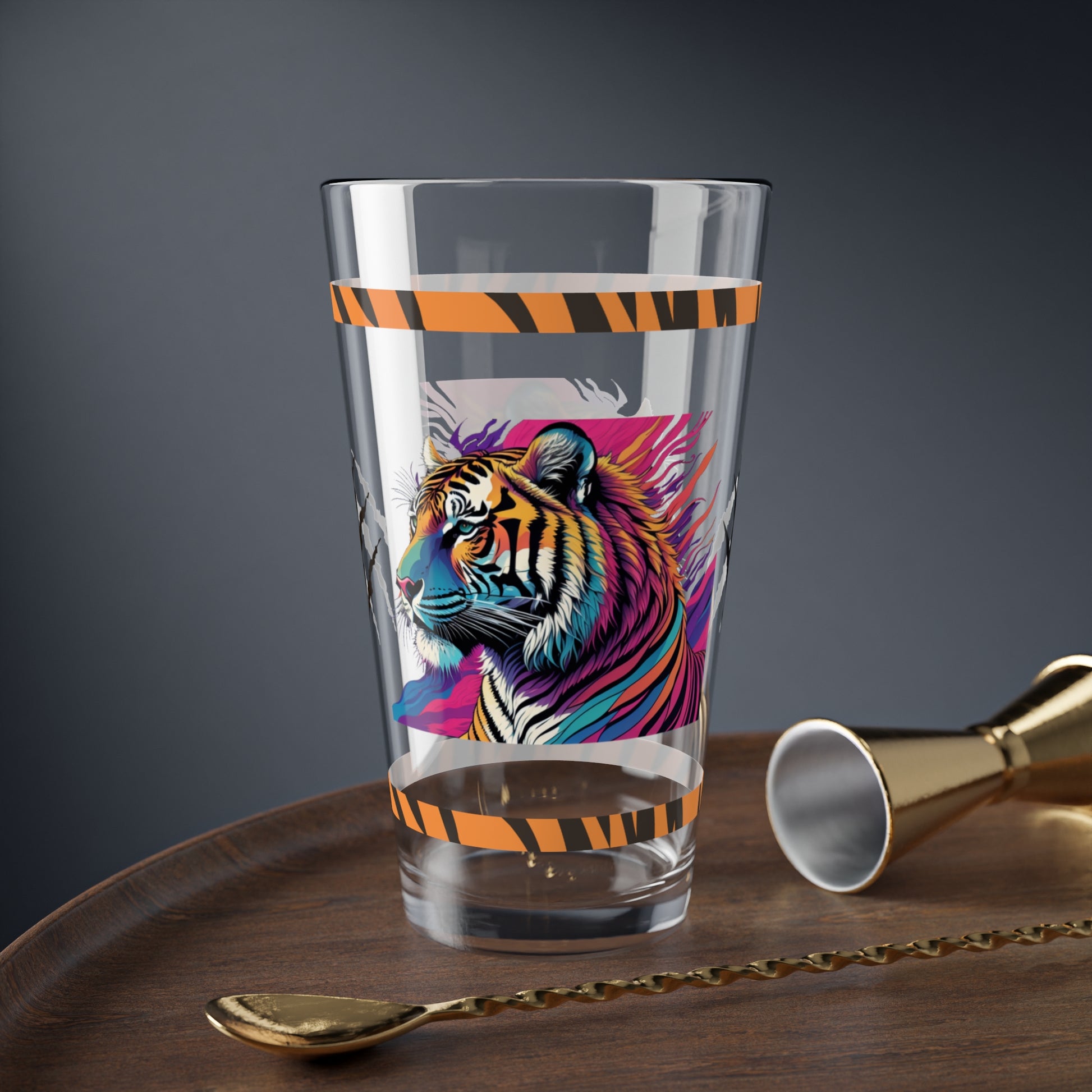 Majestic Mindfulness 16oz Tiger Pint Glass - Inspiring Strength, Courage, and Empowerment