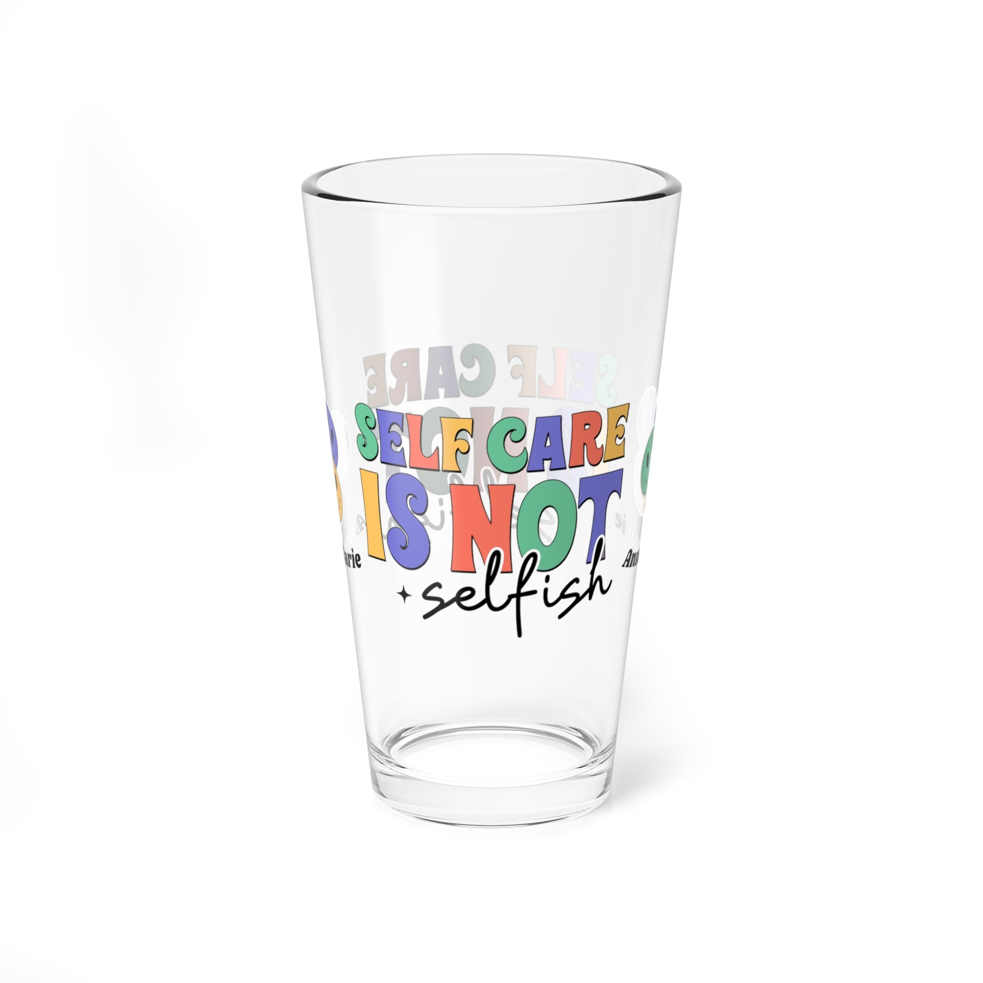 Self-Care is Not Selfish retro pint glass with personalized clear drinkware