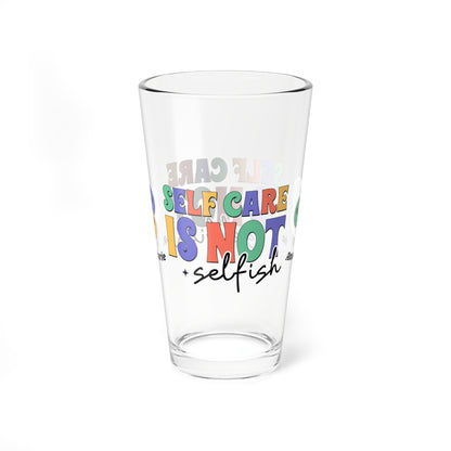 Self-Care is Not Selfish retro pint glass with personalized clear drinkware