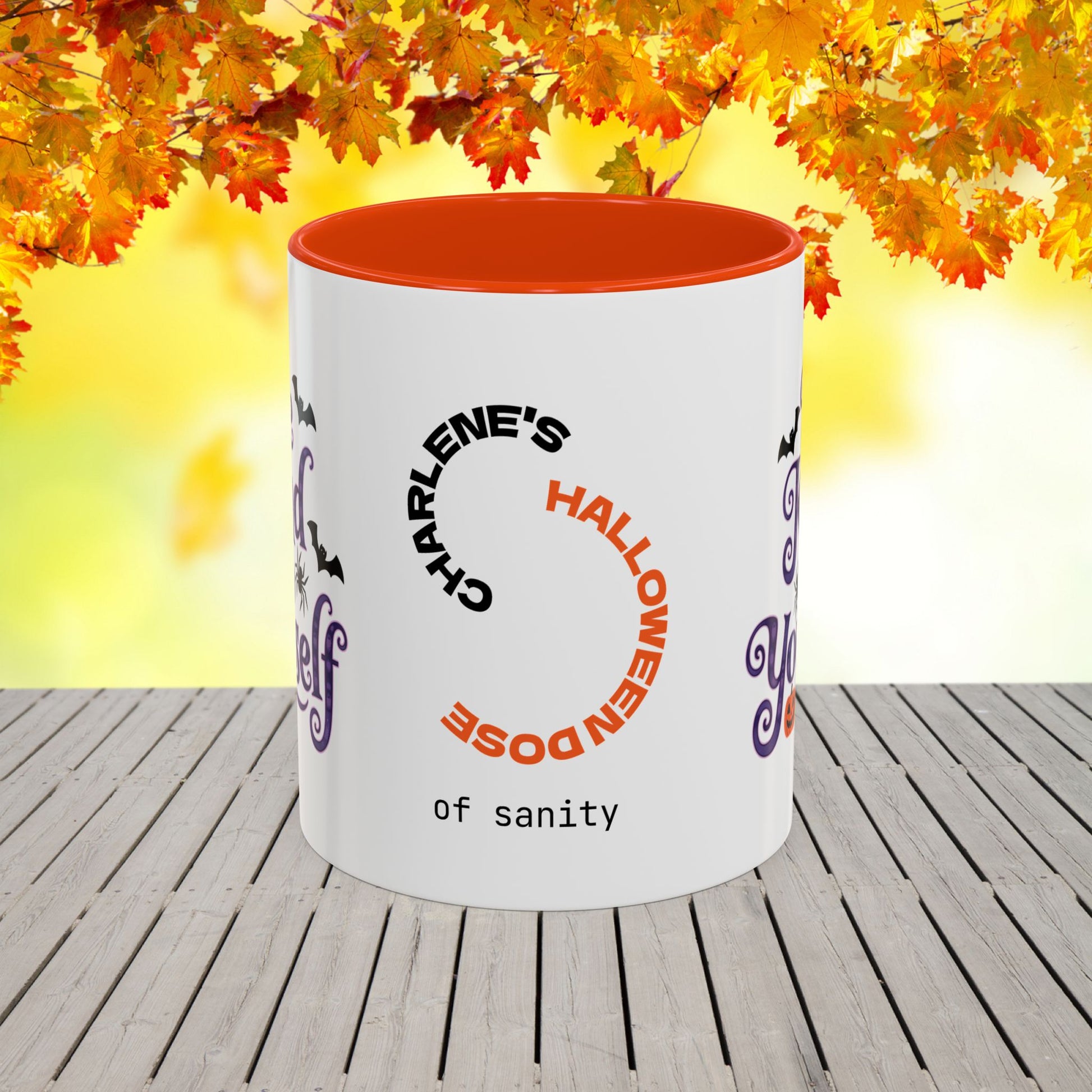 Be Kind To Yourself Halloween Mug -custom name coffee cup with uplifting fall message