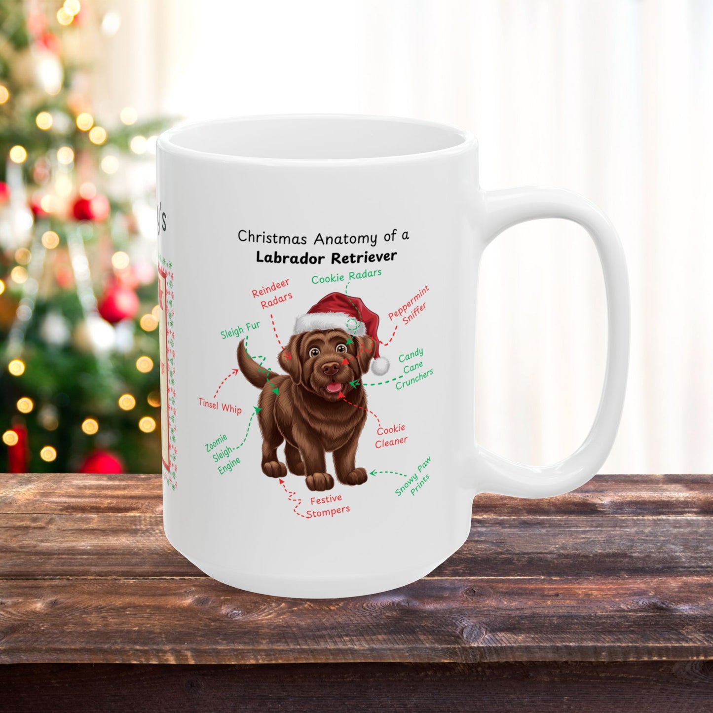 Labrador Retriever (Chocolate) Christmas coffee mug, personalized funny dog anatomy cup gift