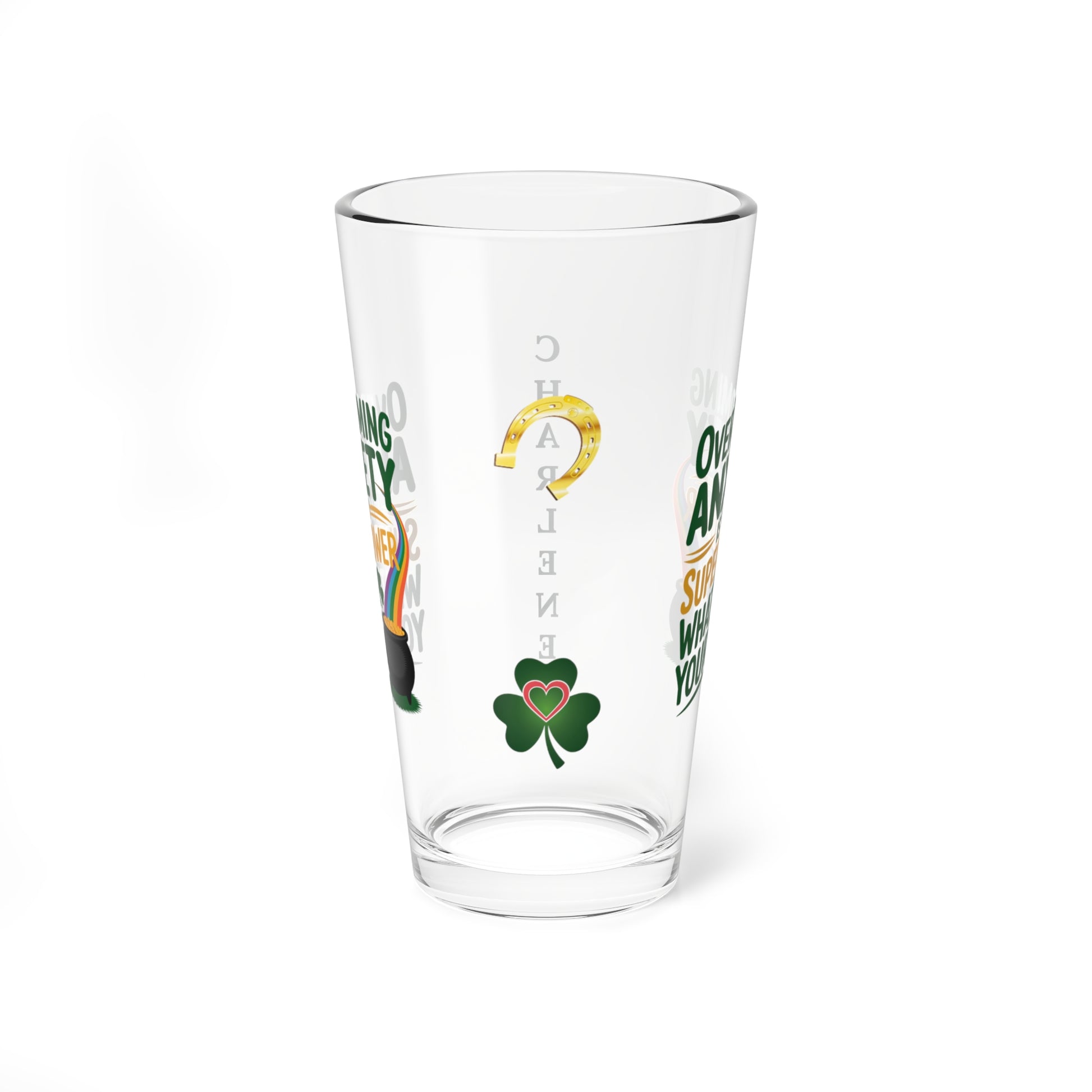 Overcoming Anxiety Is My Super Power What's Yours?: Personalized St. Patrick's Day Pint Glass - Customizable Name for Happiness and Positivity