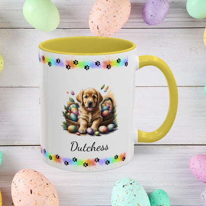 Golden Retriever: Personalized Easter Puppy Coffee Mug - Adorable Dog Design, Mental Health Gift, 11oz & 15oz, 12 Color Choices, Easter Gifts & Décor    Easter Puppy Mug