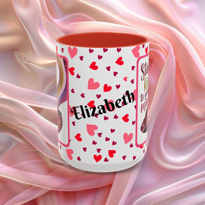 Stay Kind To Your Mind Valentines mug promoting mindfulness and balance, Valentine themed coffee cup