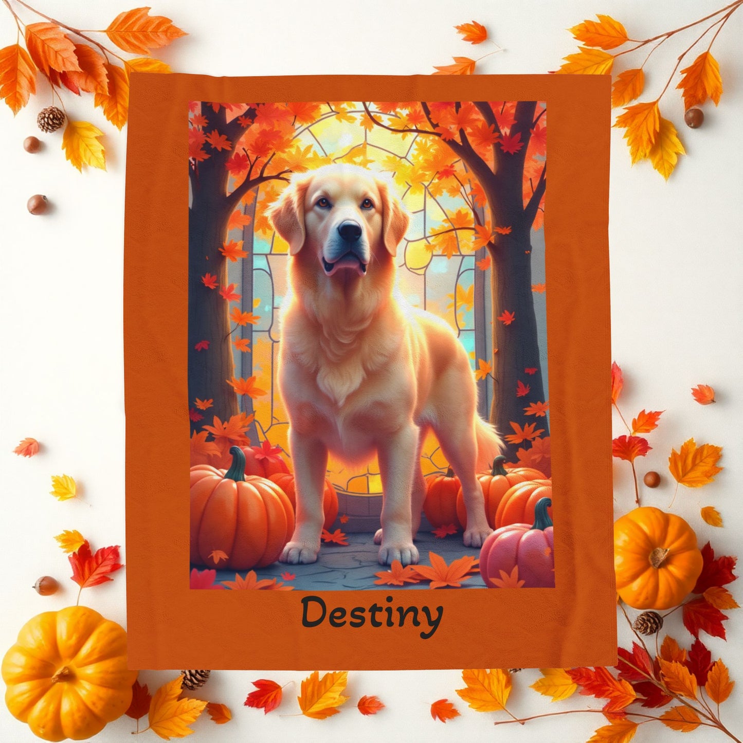 Light Golden Retriever velveteen plush blanket, plush personalized dog throw for Golden parents - MySisterIsASurvivor