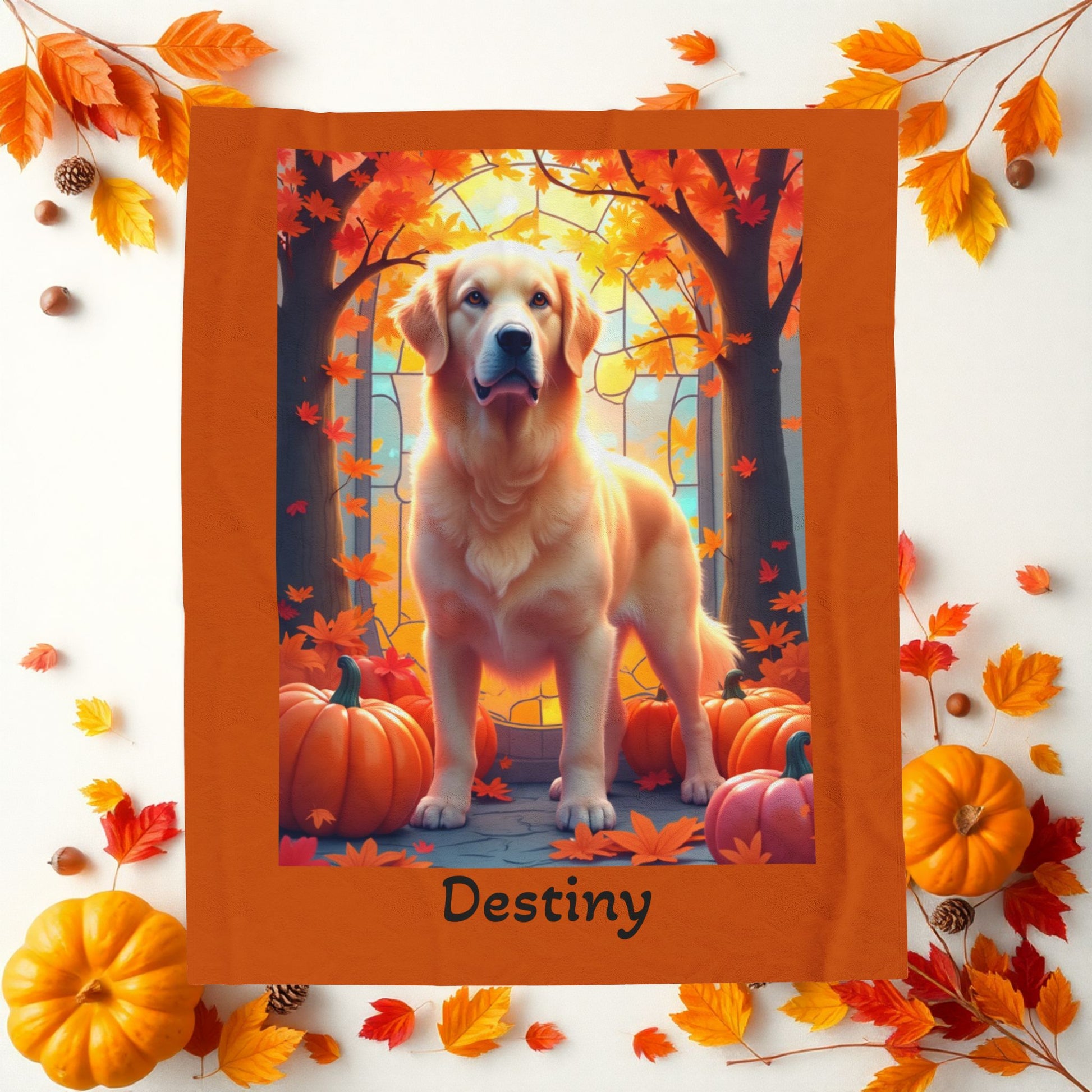 Light Golden Retriever velveteen plush blanket, plush personalized dog throw for Golden parents - MySisterIsASurvivor