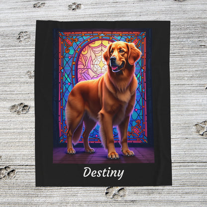 Golden Retriever Dark Coat Personalized Velveteen Plush Blanket, Custom Dog Art Throw for Humans