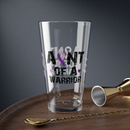 Aunt of a Warrior: Personalized Domestic Violence Awareness Warrior Pint Glass - Proud Family Member