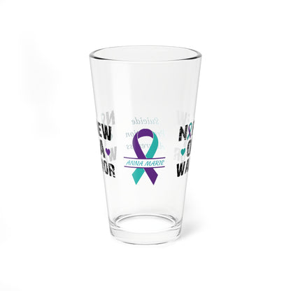 Nephew of a Warrior: Personalized Suicide Prevention Awareness Warrior Pint Glass - Proud Family Member