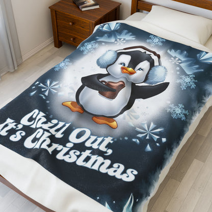 Soft Christmas blanket “Chill Out, It’s Christmas” cozy holiday throw for relaxing and winter comfort