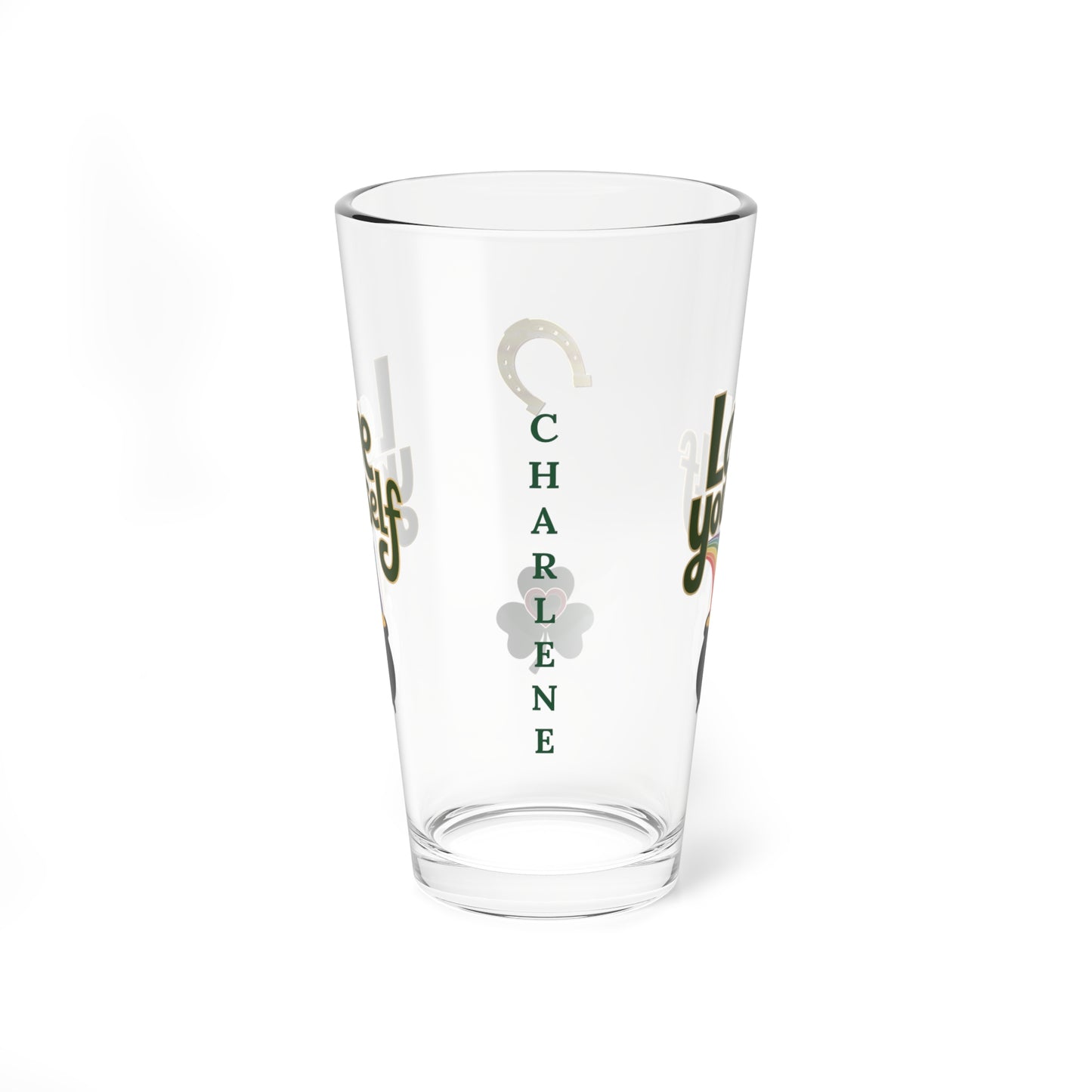 Love Yourself: Personalized St. Patrick's Day Pint Glass - Customizable Name for Happiness and Positivity