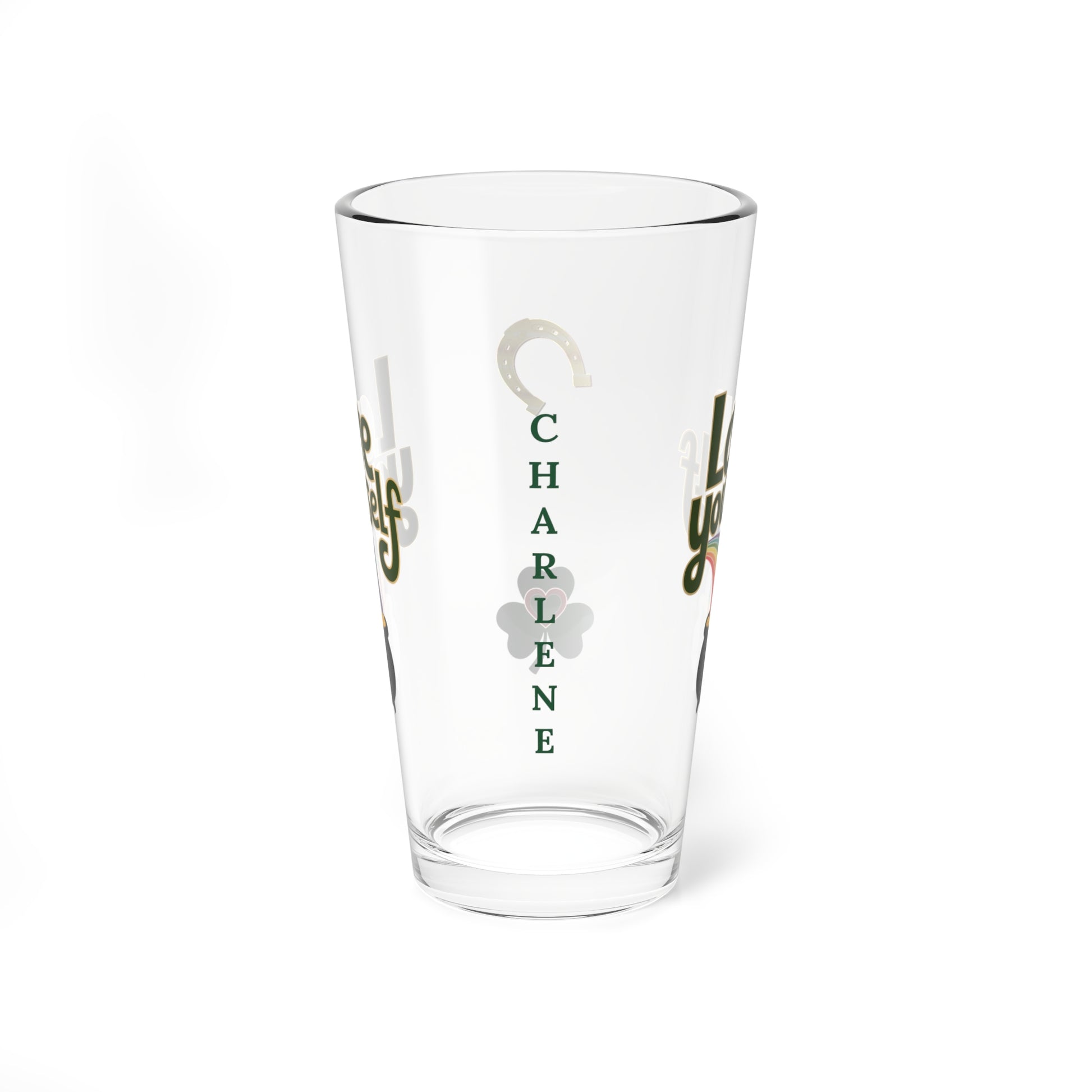 Love Yourself: Personalized St. Patrick's Day Pint Glass - Customizable Name for Happiness and Positivity