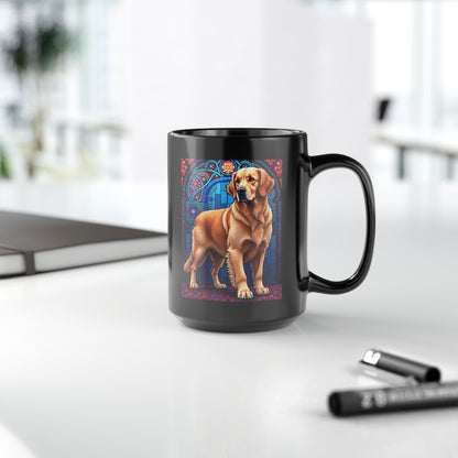 Light Golden Retriever stained glass style coffee mug, personalized dog name gift for Golden fans