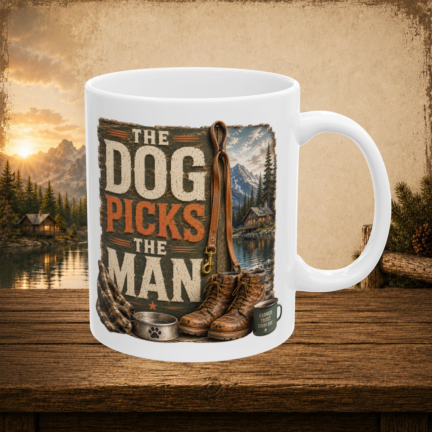 The dog picks the man personalized mug, rugged gift for proud dog dads