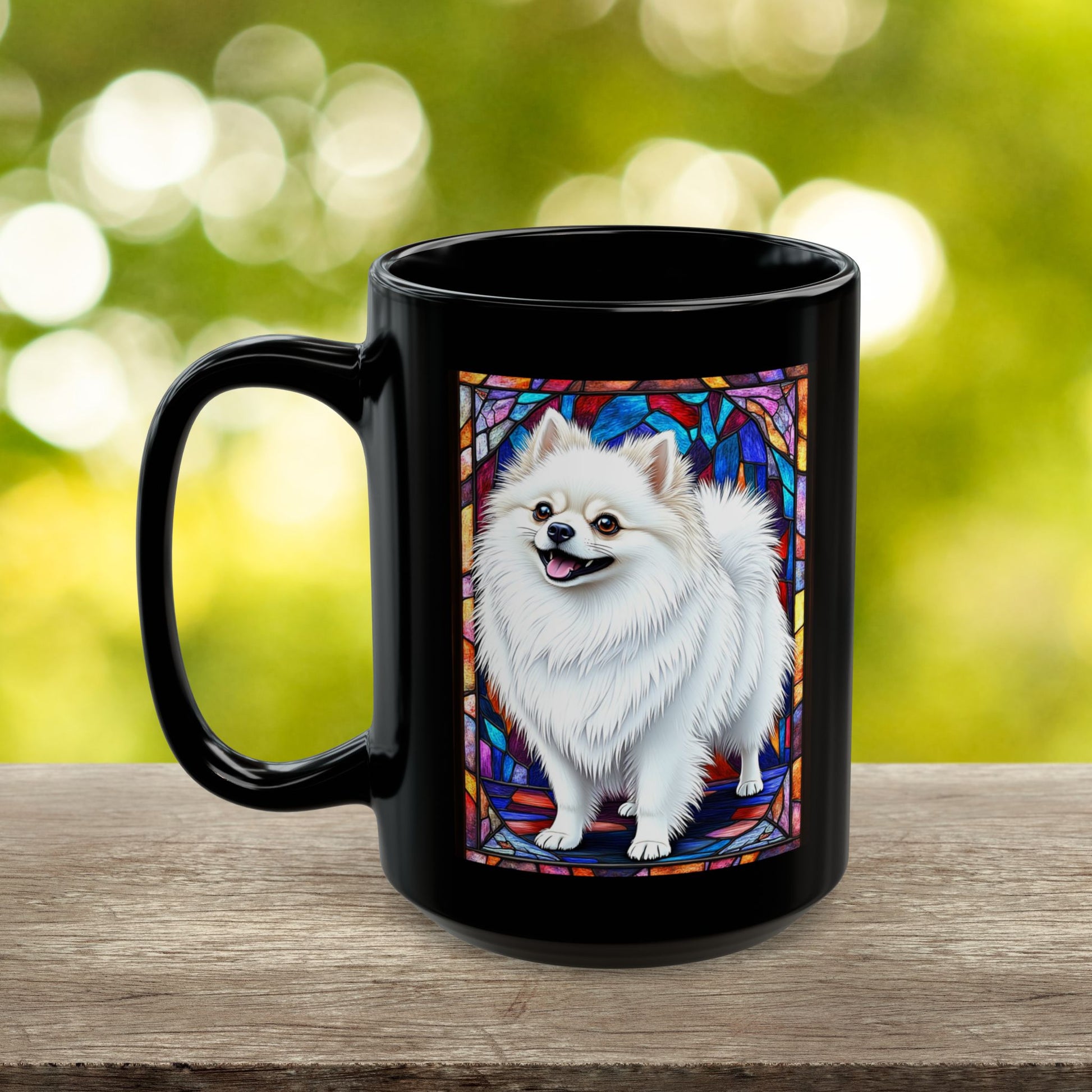 White Pomeranian custom name mug for dog moms and dads