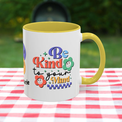Be Kind to Your Mind - Personalized Retro Mental Wellness Mug for Mental Health Awareness & Self-Care