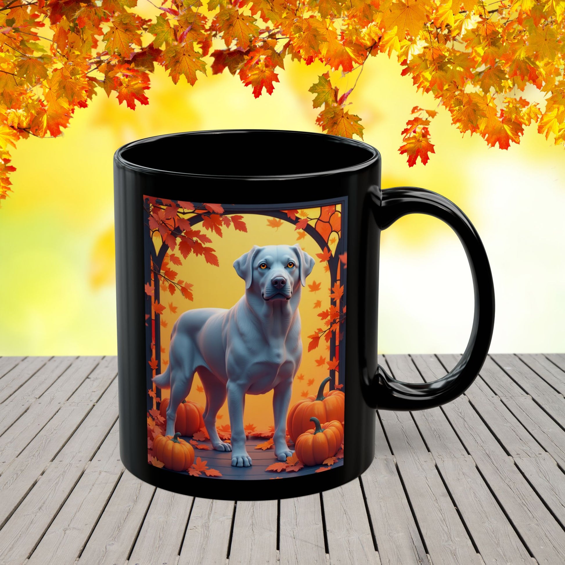 Silver Labrador autumn mug, personalized coffee cup for dog lovers, cozy fall drinkware - MySisterIsASurvivor