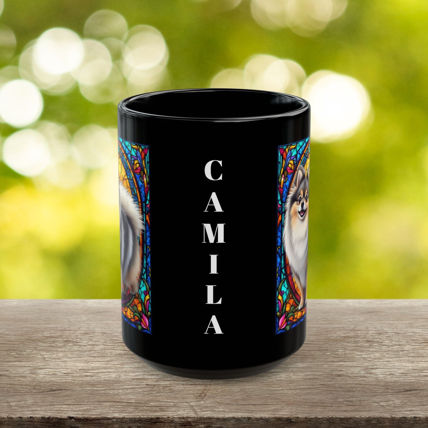 Wolf sable Pomeranian personalized name coffee mug