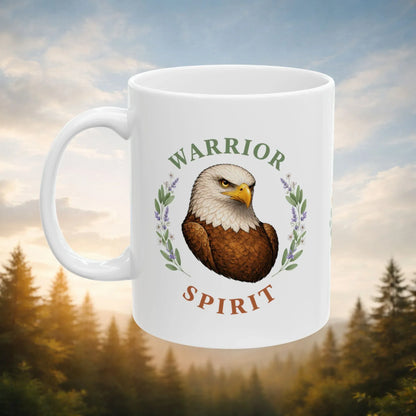 Shop our warrior spirit eagle mug featuring the 15oz style option from MySisterIsASurvivor.
