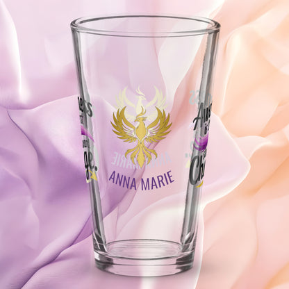 Awareness Is the First Step Toward Change pint glass with empowering quote, domestic violence awareness gift